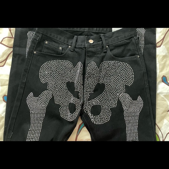 mnml skeleton rhinestone jeans - Picture 2 of 4